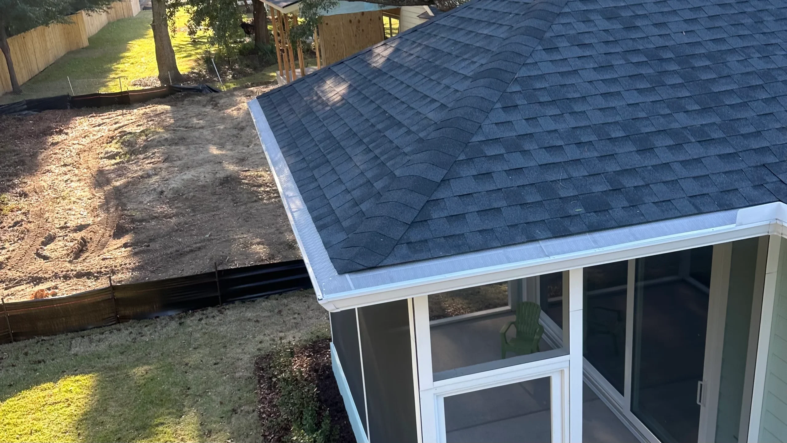 Gutters with gutter guards installed on a home in Mount Pleasant, SC.