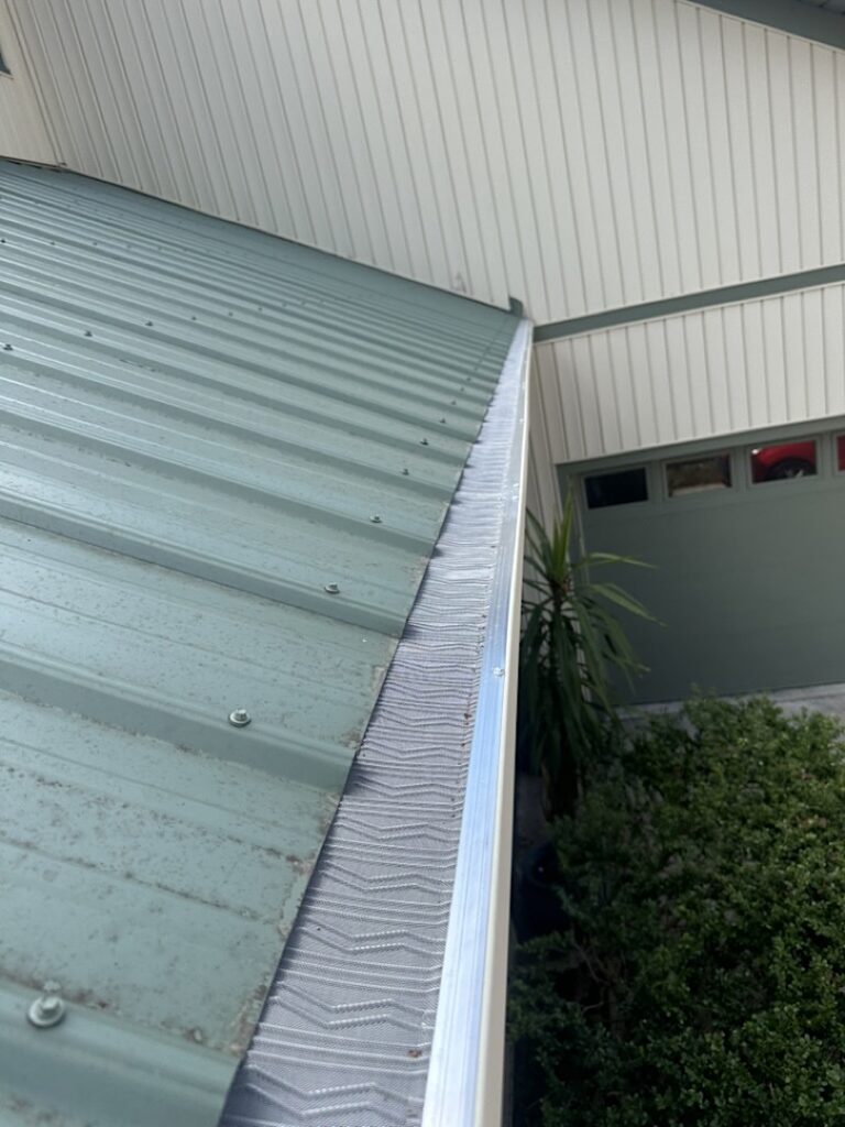 Gutters with gutter guards for a metal roof in Summerville SC