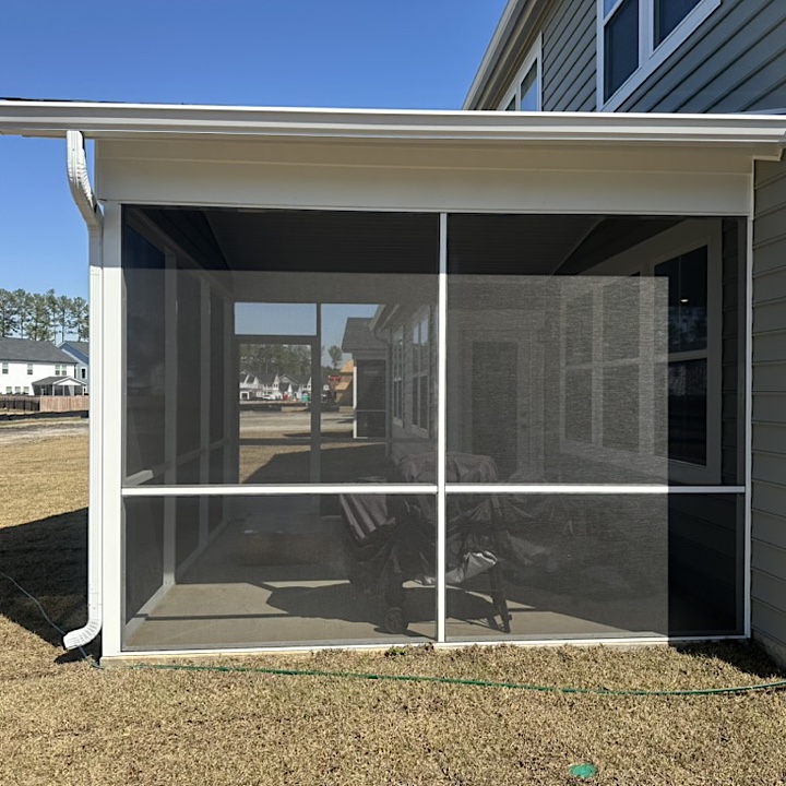 Gutter repair on screened porch in Nexton