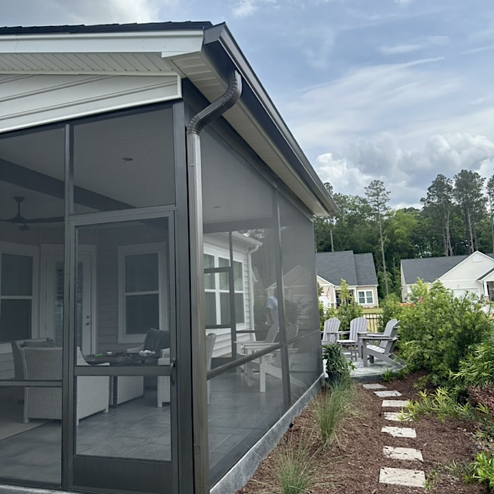 Bronze gutter installed on new addition in Summers Corner neighborhood in Summerville.